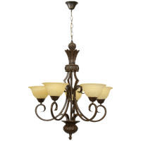 Metal & Resin Chandelier with Brown Glass 5 Lights - Bright Star Lighting Photo