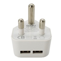 GIZZU 2X USB 3-Prong Wall Charger - White Photo