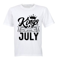 Kings are Born in July - T-Shirt - White Photo