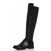 Quiz Ladies Black Faux Leather Knee High Boots - Black Photo