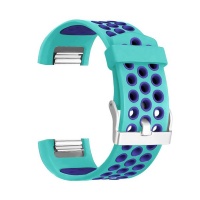 Cyan and Blue Large Silicone Sports Band for FitBit Charge 2 Photo