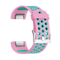 Pink and Mint Large Silicone Sports Band for FitBit Charge 2 Photo