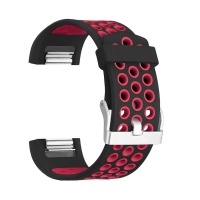 Black and Red Small Silicone Sports Band for FitBit Charge 2 Photo