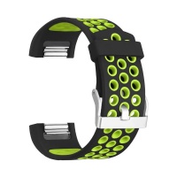 Black and Green Small Silicone Sports Band for FitBit Charge 2 Photo