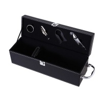 Portable 1 Bottle Wine Carrier Case with 4 Piece Wine Accessory Set Photo