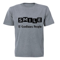 SMILE - it confuses people! - Kids T-Shirt - Grey Photo