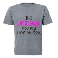 The Unicorn Ate My Homework - Kids T-Shirt - Grey Photo