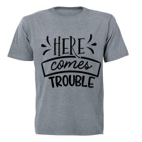 Here Comes Trouble! - Kids T-Shirt - Grey Photo