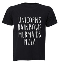 Unicorns - Rainbows - Mermaids - Kids T-Shirt - Black Photo