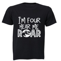 I'm Four - Hear me Roar - Kids T-Shirt - Black Photo