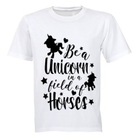 Unicorn in a field of Horses! - Kids T-Shirt - White Photo