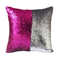Mermaid Colour Changing Sequin Pillow Cushion - Hot Pink & Silver Photo