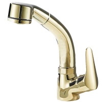 360Â° Swivel Pull-Out Kitchen Faucet - Gold Photo
