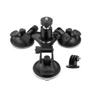 Triple Suction Cup Mount with 1/4" Screw Ball Head for Gopro Camera Photo