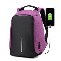 FCG Anti-Theft Backpack with USB Port - Purple Photo