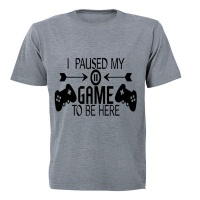 Paused My Game to be Here - Remote - Adults - T-Shirt - Grey Photo