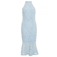 Quiz Pale Blue Crochet High Neck Midi Dress - Blue Photo