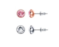Civetta Spark Chene Stud earring- Swarovski Clear & Pink rosegold Crystal Photo