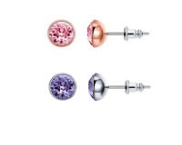 Civetta Spark Chene Stud earring- Swarovski Pink & Tanzanite Crystal Photo