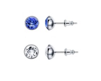 Civetta Spark Chene Stud earring- Swarovski Clear & Turquoise Crystal Photo