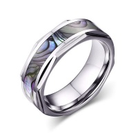 Joren 8MM Silver with Abalone inlay Wedding band Photo