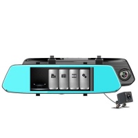 Full HD1080P Dual Lens Mirror DashCam Rear View Car Camera Photo