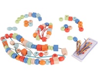 Classic World Multi-Coloured Wooden Lacing Beads: 90 piecess Photo