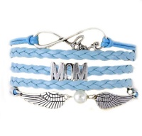 Urban Charm Infinity Bracelet MOM & Angel wings - Blue Photo