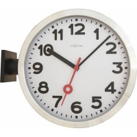 NeXtime 36cm Station Double Aluminium & Glass Round Wall Clock - White Photo