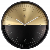 NeXtime 30cm Half Metal Round Wall Clock - Black & Gold Photo