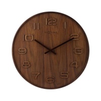 NeXtime 53cm Wood Wood Big Round Wood Wall Clock - Brown Photo