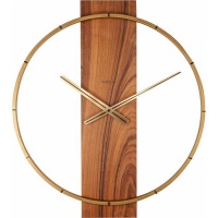 NeXtime 58.2cm Carl Wood & Steel Round Wall Clock - Brown Photo