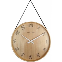 NeXtime 40cm Loop Big Wood & Fabric Round Wall Clock - Black Photo