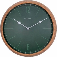 NeXtime 30cm Cork High Case Glass Round Wall Clock - Green Photo