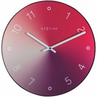NeXtime 40cm Gradient Glass & Metal Round Wall Clock - Red Photo