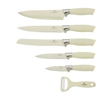 Blaumann 7-Piece Non-Stick Coating Knife Set with Stand - White Photo