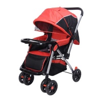 Baneen Baby Stroller Pram with Lift Up Foot Rest and Reversble handle - Red Photo
