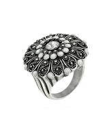 Miss Jewels- Antique Silver Crest Costume Ring Photo