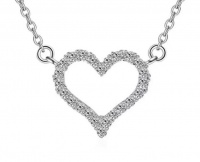 925 Sterling Silver Shiny CZ Zirconia Love Heart Shape Pendant Necklace Photo
