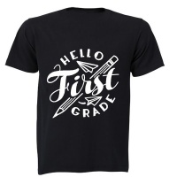 Hello First Grade! - Kids T-Shirt - Black Photo