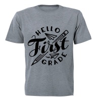 Hello First Grade! - Kids T-Shirt - Grey Photo