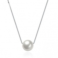 925 Silver Chain with Small Simulated Pearl Pendant Necklace Birthday Gift Photo