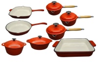 La Fermete 13 Piece Cast Iron Enamel Cookware Pot Set - Red Photo