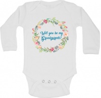 Pic-a-Tee Long Sleeve Babygrow with Will you be my Grandparents print Photo