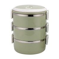 3 Layers Insulated Stainless Steel Food Container Lunch Box - Green Photo