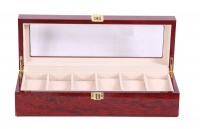 Wooden Jewellery Watch Display Case Box Organizer - 6 Slot - Cherry Wood Photo