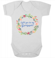 Pic-a-Tee Short Sleeve Babygrow with Will you be my Grandparents Print Photo