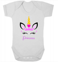Pic-a-Tee Short Sleeve Babygrow with Princess Unicorn Print Photo