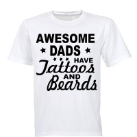 Awesome Dads Tatts & Beards - Stars - Adults - T- White Photo