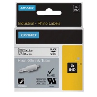 Dymo Rhino Industrial 9mm x 1.5m Black on White Heat Shrink Tube Tape Photo